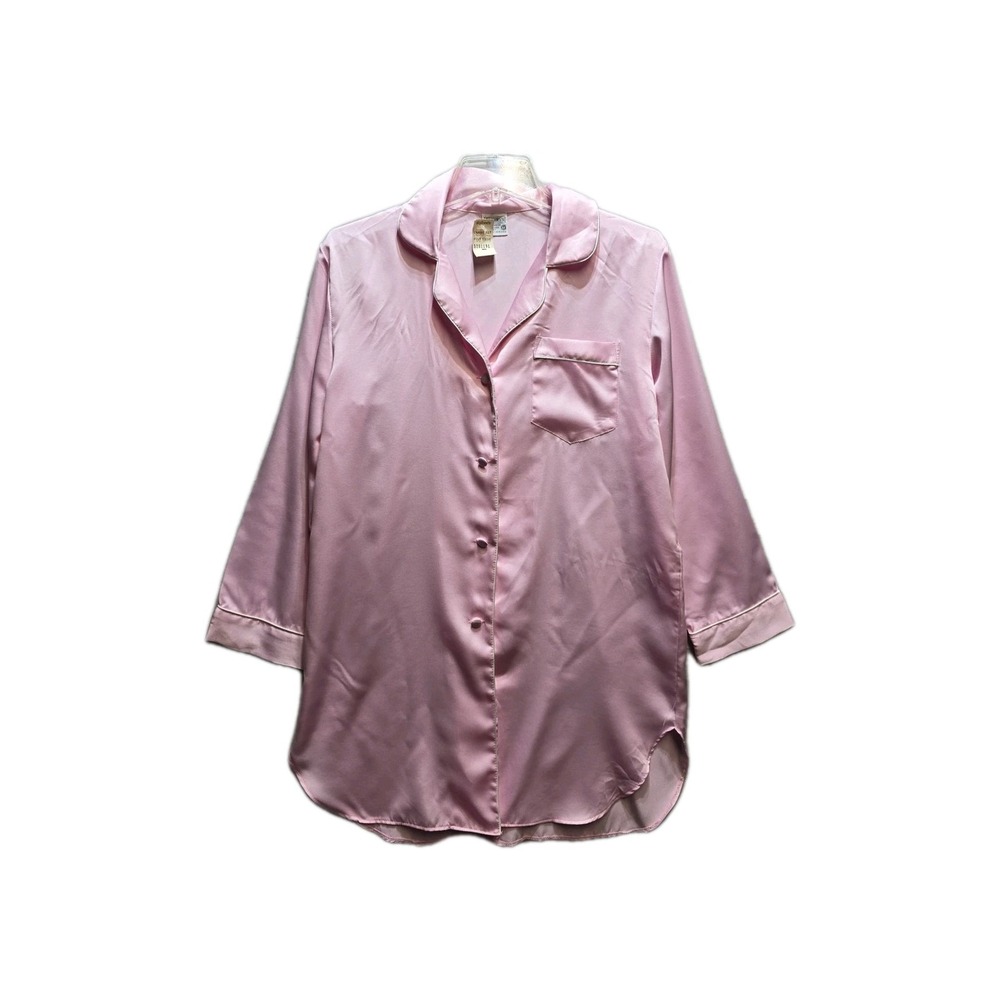Vintage Women's Night Gown Shirt Pink M Kathryn Button Up New